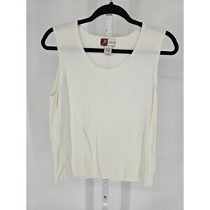 Jm Jennifer Moore Womens Sz L Sleeveless Knit Shirt Solid White